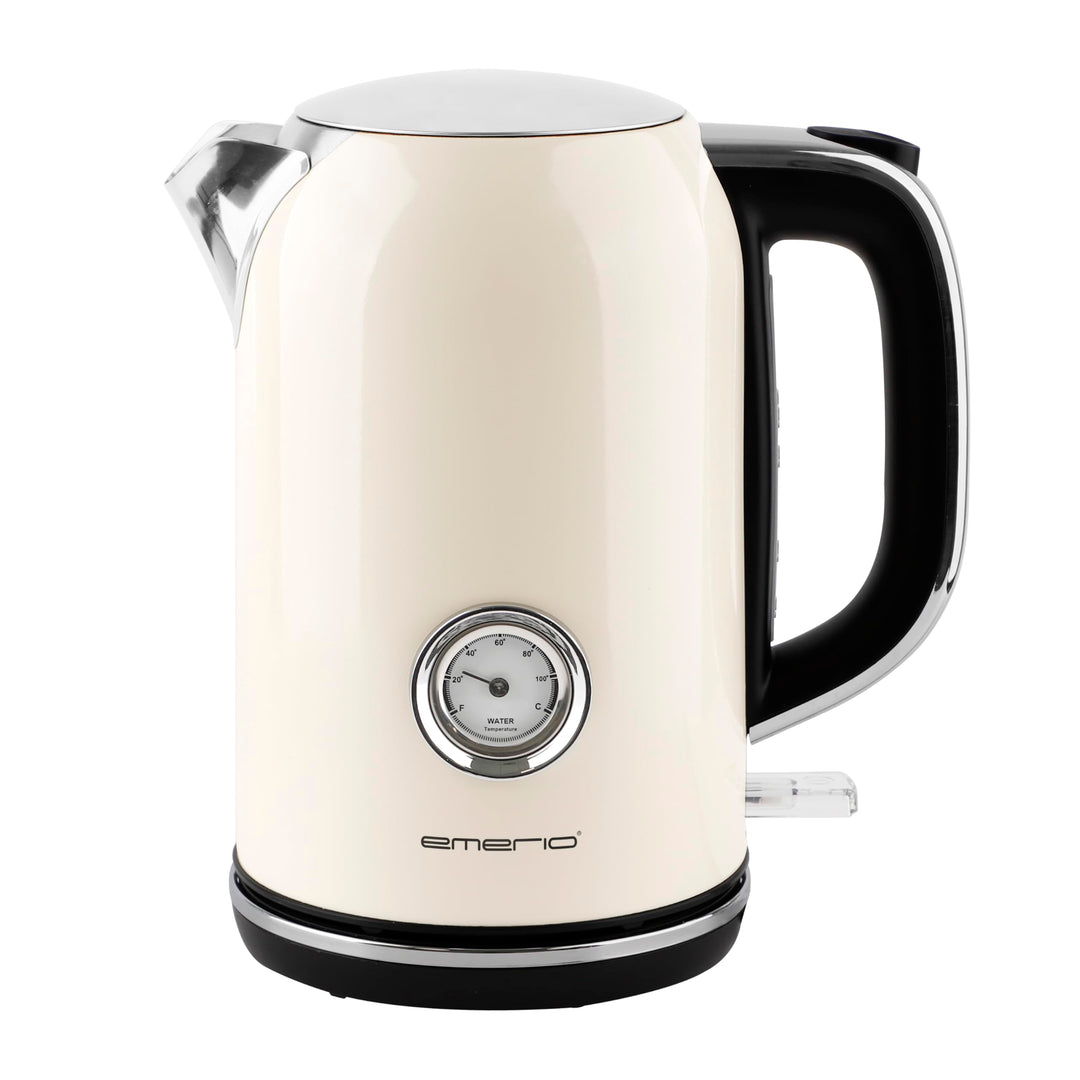 EMERIO Wasserkocher Retro Style | 2200 Watt | 1.7 Liter | Edelstahlgehäuse | Wasserstandsanzeige | W
