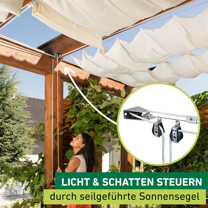 Windhager Sonnensegel für Seilspanntechnik, Wintergarten und Terrassen Beschattung, Seilspannmarkise