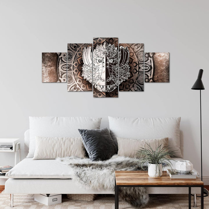 Runa Art Wandbilder Mandala Abstrakt 5 Teilig Bild auf Vlies Leinwand Deko Wohnzimmer Schlafzimmer K