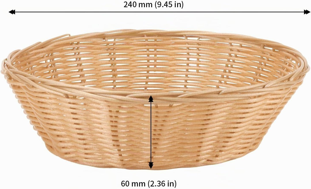 10 Stück Runde Brotkorb Kunststoff, 24 x 6cm Brotkörbchen aus Plastik, Rund Brötchenkorb Brötchenkör