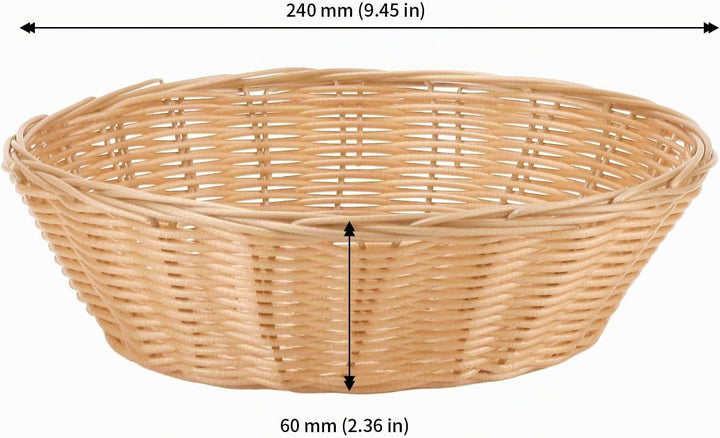 10 Stück Runde Brotkorb Kunststoff, 24 x 6cm Brotkörbchen aus Plastik, Rund Brötchenkorb Brötchenkör
