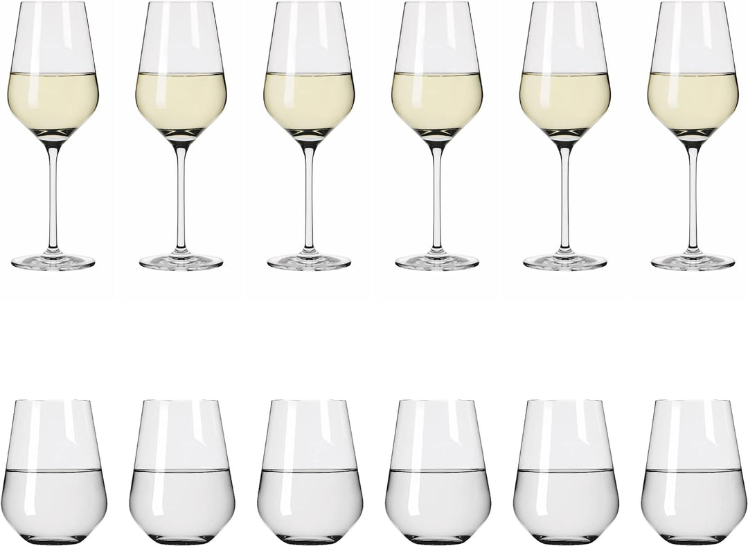 Ritzenhoff 6111012 Weisswein- und Wasserglas Set – Serie Lichtweiss 12 Stück, für 400 ml, stilvoll M