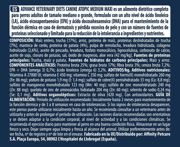 ADVANCE Atopic Care Hundediätfutter, 12kg, 1er Pack (1 x 12 kg)