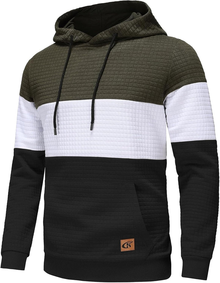 YuKaiChen Herren Pullover Herren Patchwork Hoodie Langarm Jacquard Kaputzenpullover Farbblock Sweats