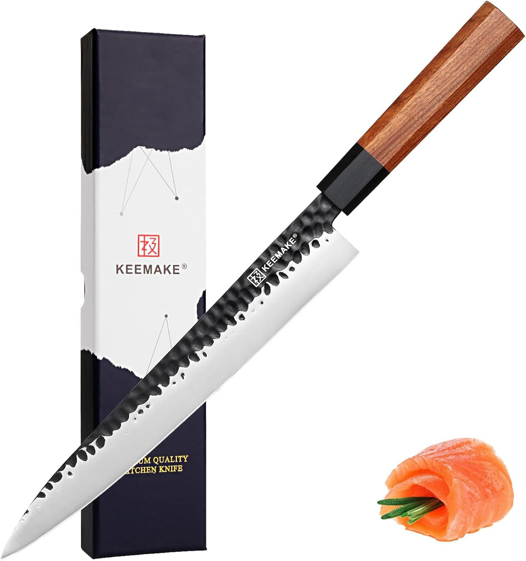 KEEMAKE Sashimi Sushi Messer, Japanisches Messer Fischmesser 25 cm Klinge aus hochwertigem Edelstahl