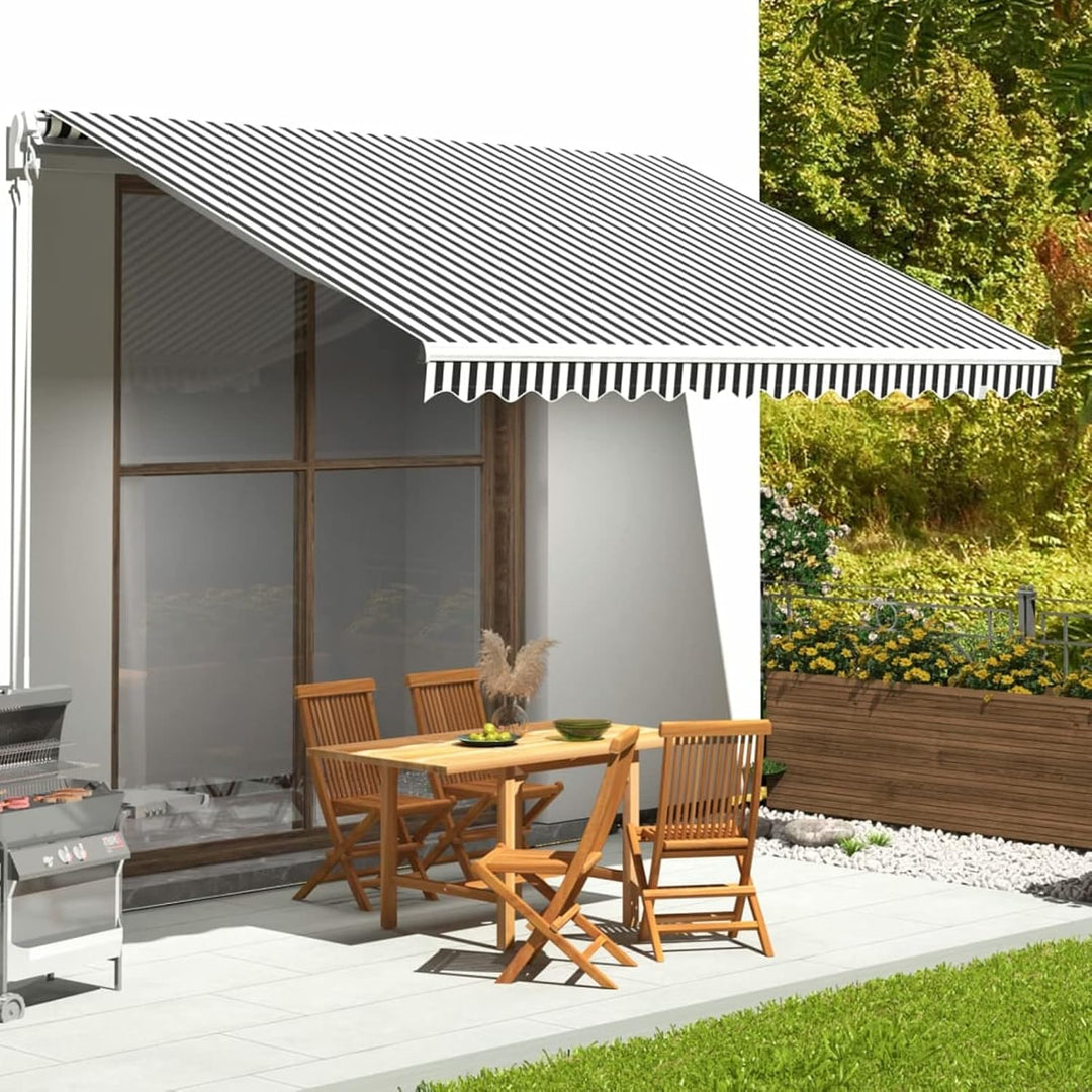 Goliraya Markisenbespannung Sonnenschutz Markisenstoff Markisentuch Markise Anthrazit und Weiss 4,5x