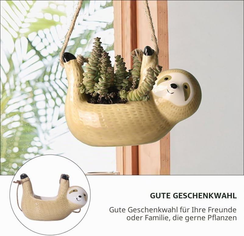 HEMOTON 2 Stück Hängenden Pflanzer Keramik Blumentopf Tier Blumentöpfe Saftigen Bonsai Container Luf