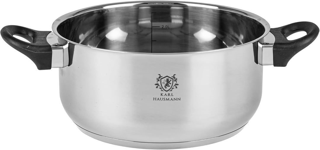 Topfset Induktion 3-teilig, Kochtopf Set mit Glasdeckel, Edelstahl mattiert, Induktions Töpfe Set un