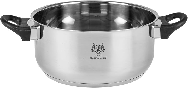 Topfset Induktion 3-teilig, Kochtopf Set mit Glasdeckel, Edelstahl mattiert, Induktions Töpfe Set un
