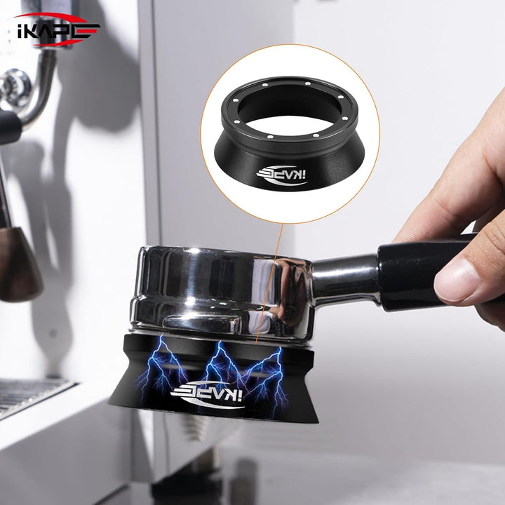 IKAPE 58mm Espresso-Dosiertrichter, Magnetischer Dosiertrichter mit 8 Magneten, Kaffeedosierring Kom