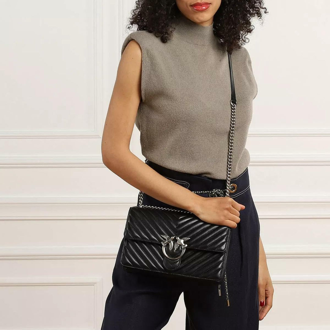 Pinko Damen Love One Classic Sheep Napp Liebe EINEN KLASSISCHEN DC-SCHAFNAPP Z99o_nero-old Silver, Z
