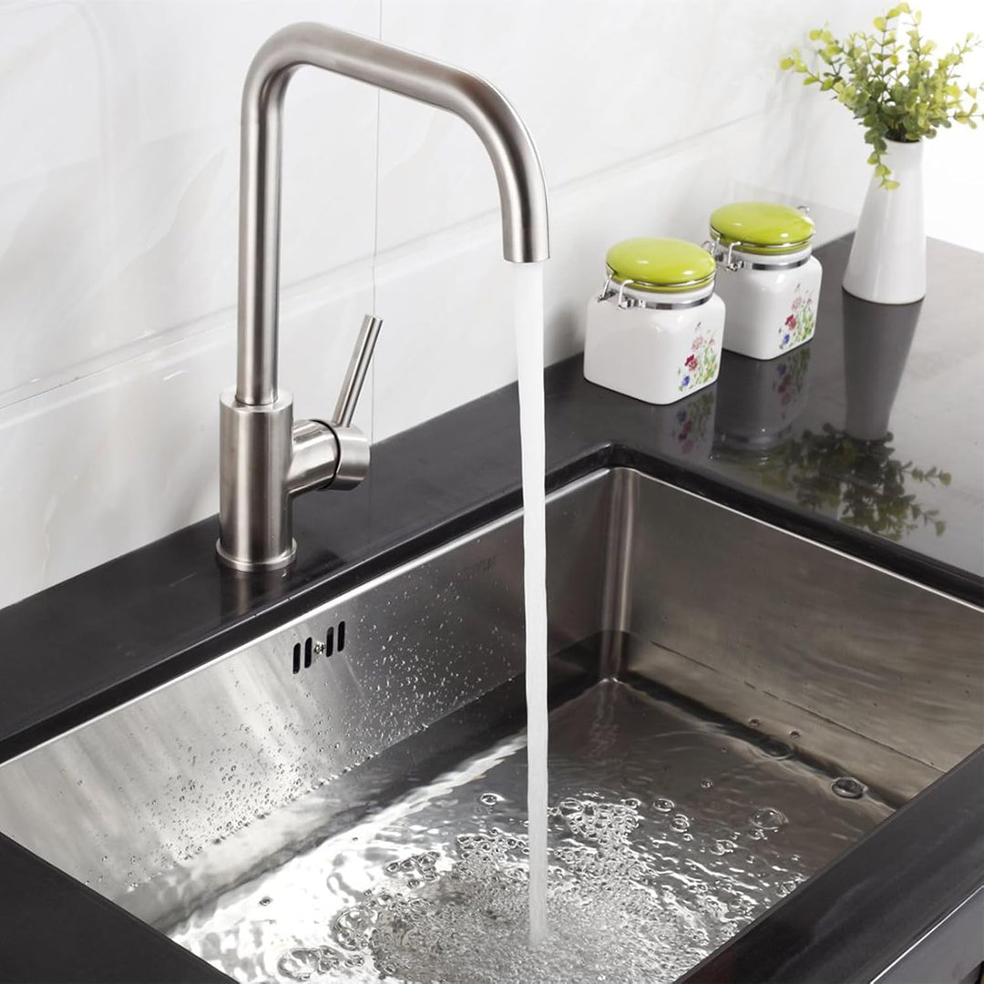 Schwarz Wasserhahn Küche - Wasserhahn Bad, 360°Drehbar Waschbecken, Edelstahl Waschtischarmatur, Auf