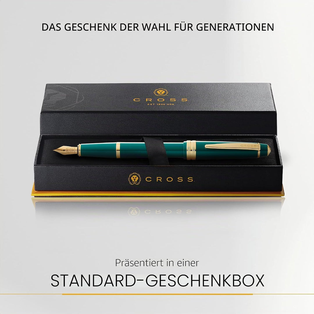 Cross Bailey Light Füllfederhalter (Federstärke XF, inkl. Geschenkverpackung) Grün-Lack mit goldfarb
