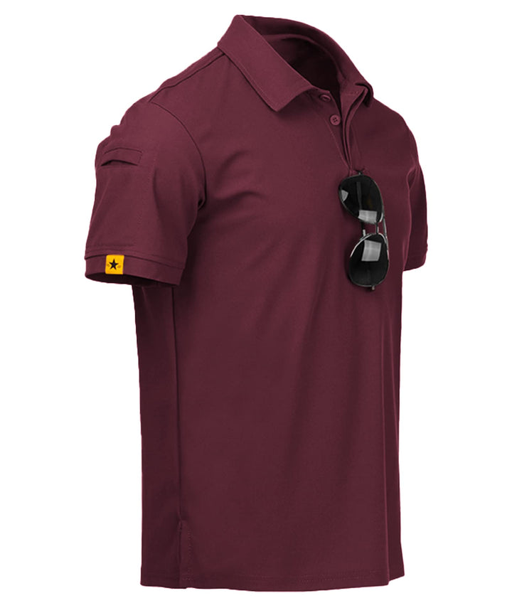 geeksport Poloshirt Herren Kurzarm Freizeit Sport Polo Golf Tshirts Männer Polohemd Weinrot L, Weinr