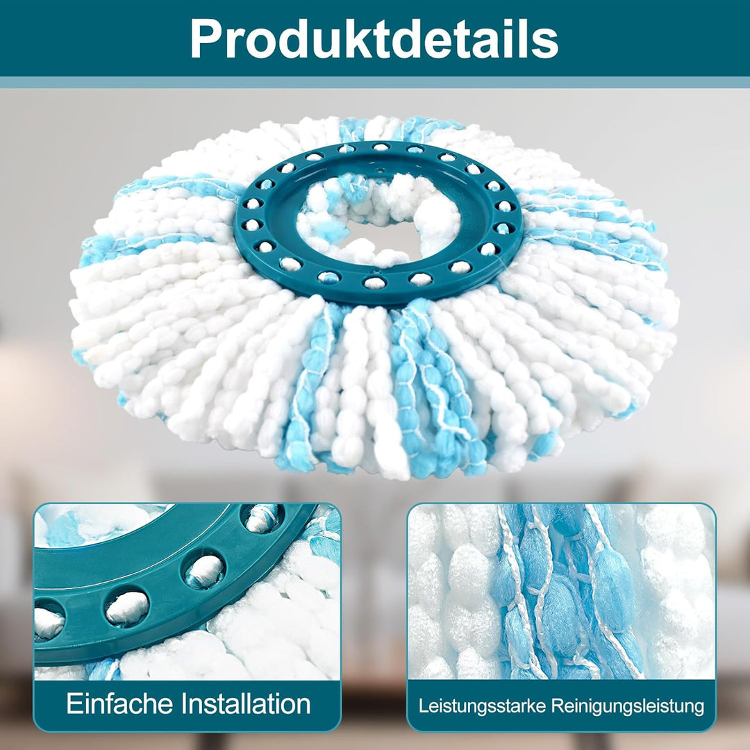 6 Stück Mop Ersatzkopf Kompatibel Mit Leifheit Clean Twist Disc Mop Systèmes,Doppelfasermop kann Eff
