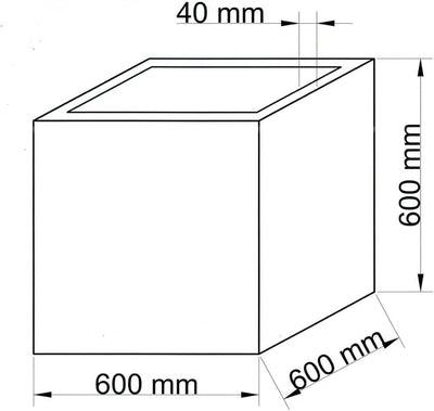 Eleganteinrichten Pflanzkübel, Blumenkübel Fiberglas Stein-Optik quadratisch 60x60x60cm anthrazit gr