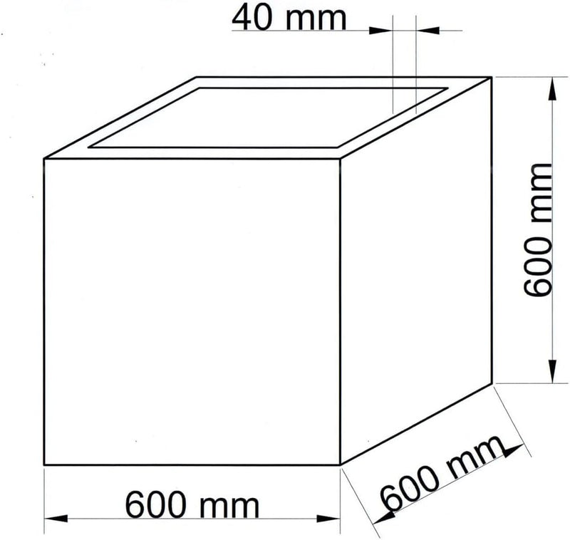 Eleganteinrichten Pflanzkübel, Blumenkübel Fiberglas Stein-Optik quadratisch 60x60x60cm anthrazit gr