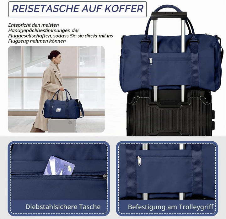 HYC00 Sport Duffel Bag Damen Sporttasche für Damen Herren mit Nassfach &amp; Schuhfach, Reisetasche Hand