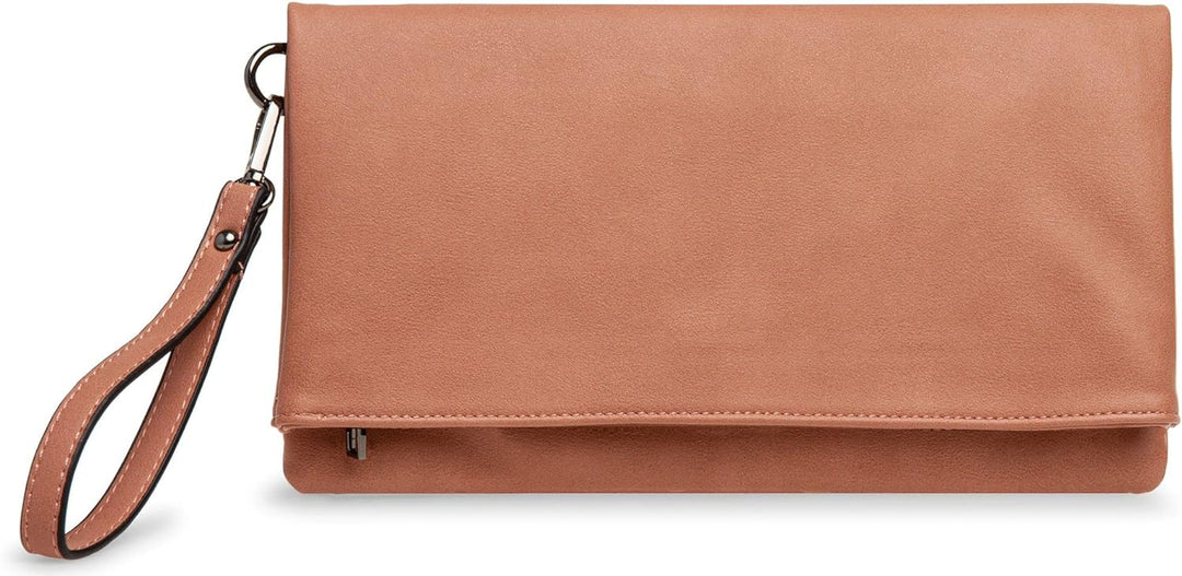Caspar TA392 elegante Damen Briefumschlag Clutch Tasche Abendtasche Einheitsgrösse Altrosa, Einheits
