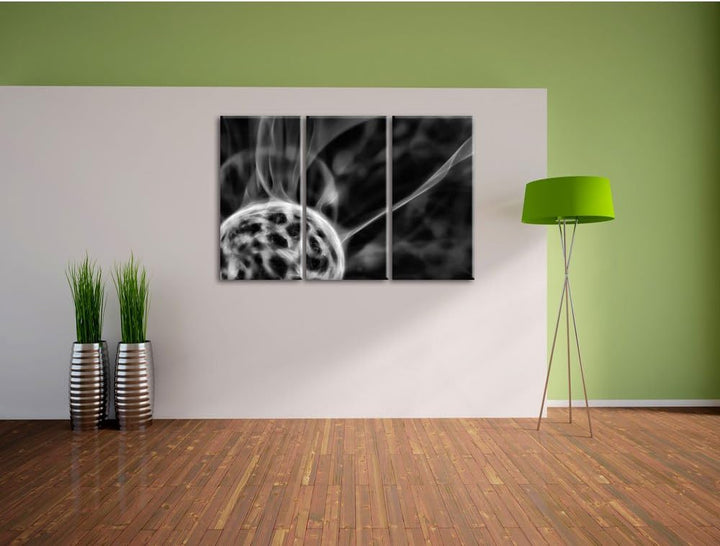 Pixxprint leuchtender Energieball als Leinwandbild/Grösse: 3 Teilig (120x80) cm/Wandbild/Kunstdruck/