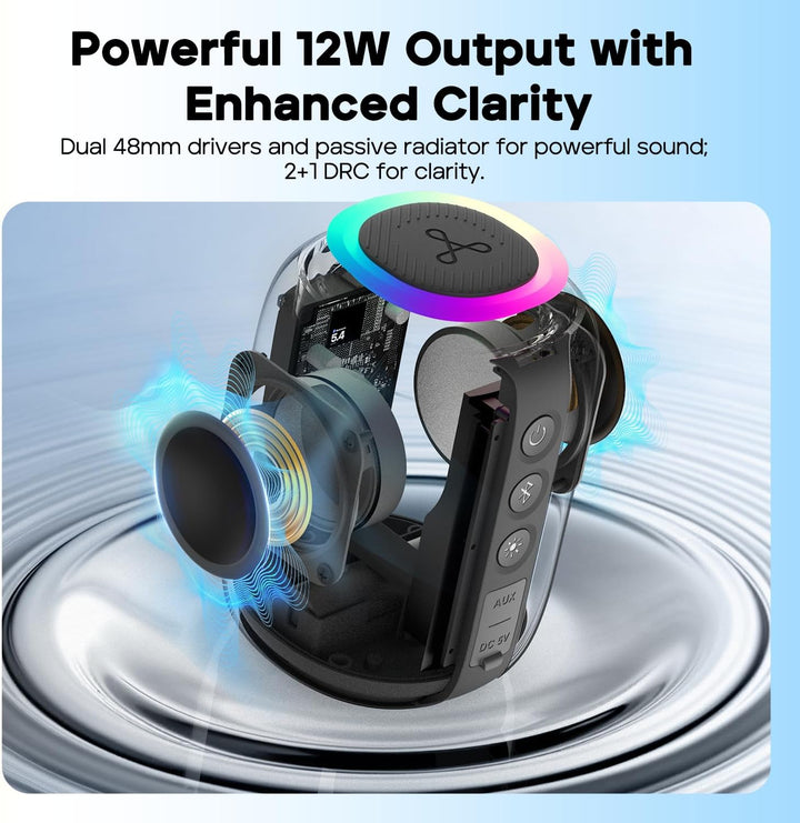 Tribit StormBox Mini+ Bluetooth-Lautsprecher 12W, 360°Raumklang, 12h Spielzeit, Bluetooth 5.4, IPX7,