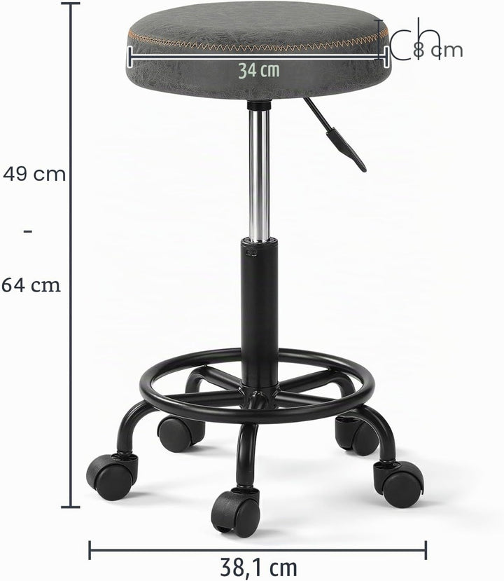 Ergonomischer Rollhocker mit Rückenlehne Arbeitshocker Drehhocker Rollhocker 360° drehbar Höhenverst
