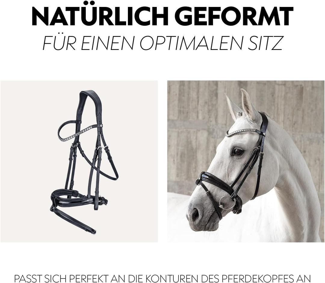 SUNRIDE schwedische Trense Aspen mit Zügel, aus weichem Echtleder mit Lack, verstellbar und anatomis