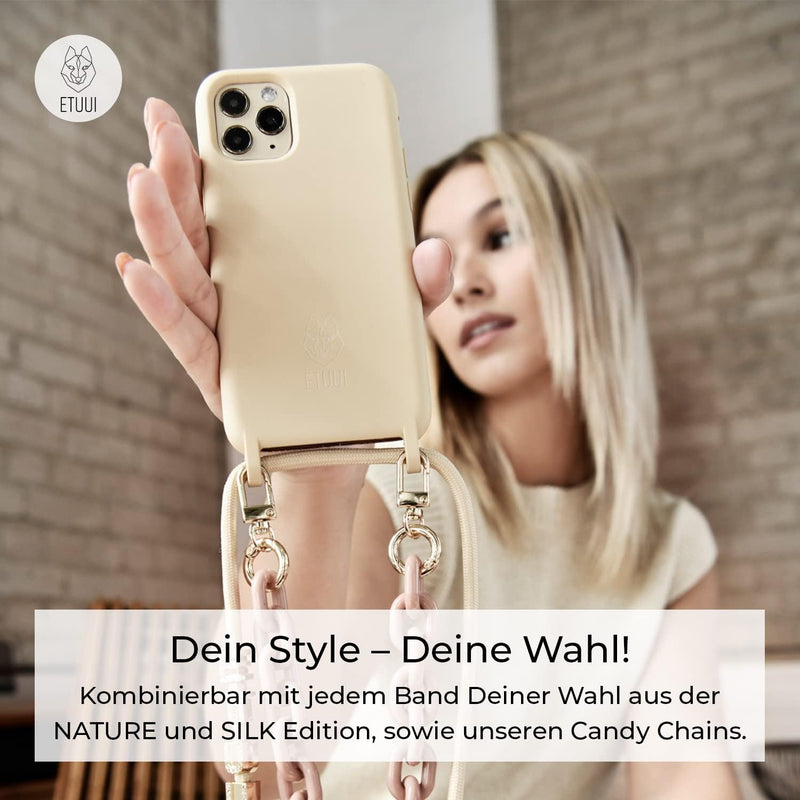 ETUUI Silk Hook Hülle iPhone 14 Plus Beige - hochwertige Schutzhülle, Rundumschutz Handyhülle, iPhon