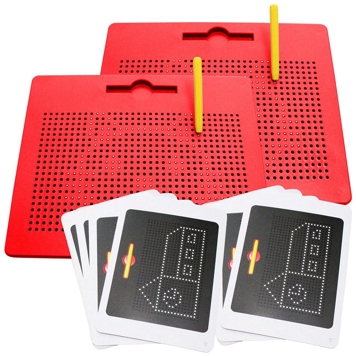 Spiel-Tafeln: 2er-Set magnetische Reise-Zeichentafeln, Stift & Vorlagen, rot (Tafel, Stifte)