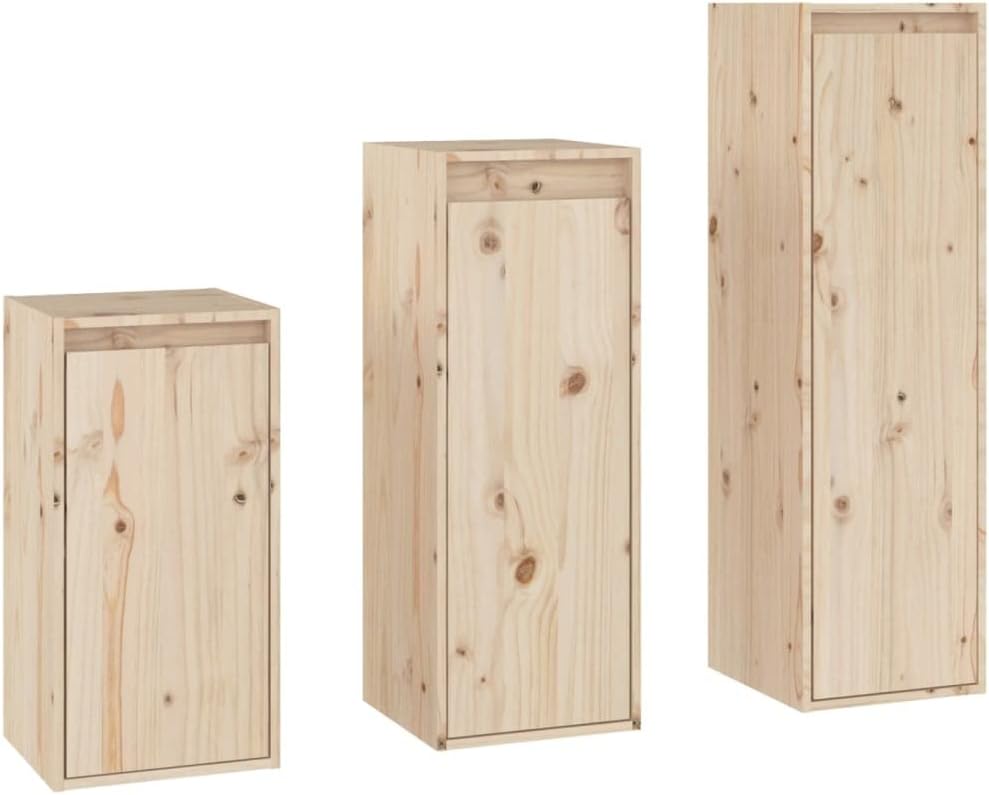 homiuse Wohnzimmer TV-Schränke 3 STK. Massivholz Kiefer Klassischen TV Schrank Set Wohnzimmer MöBel