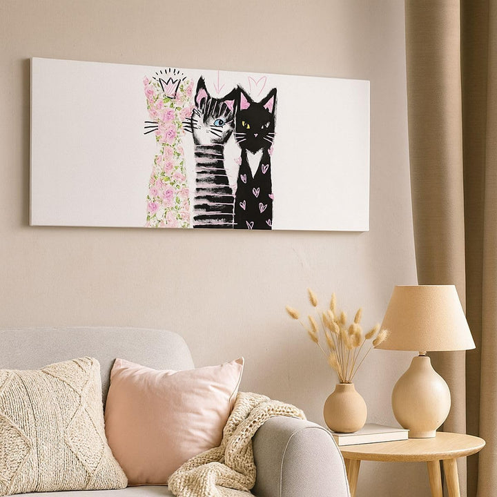 Wandbilder Dekoration Wohnzimmer Katzen Blumen Tiere Panorama Bilder auf Leinwand 120x50cm Leinwandb