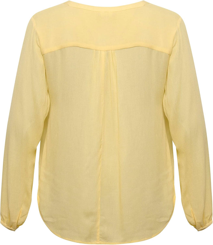 KAFFE CURVE Langarm-Bluse KCami Damen Bluse Langarm V-Ausschnitt Lassig Langarmshirt Grosse Grössen