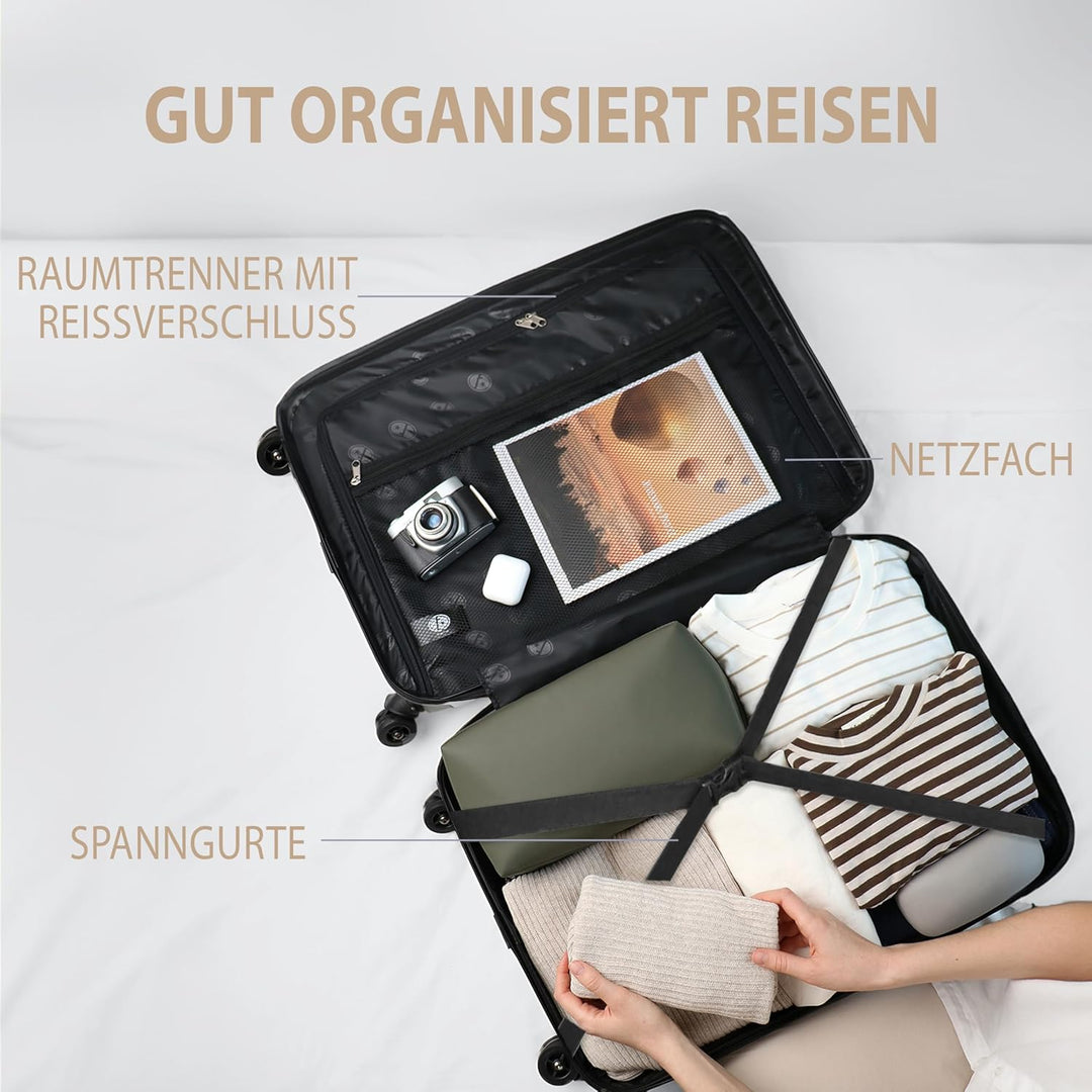 FERGÉ Premium Kofferset 3-teilig: 28", 24" & Handgepäck Koffer in einem Set, sehr robuste Reisekoffe
