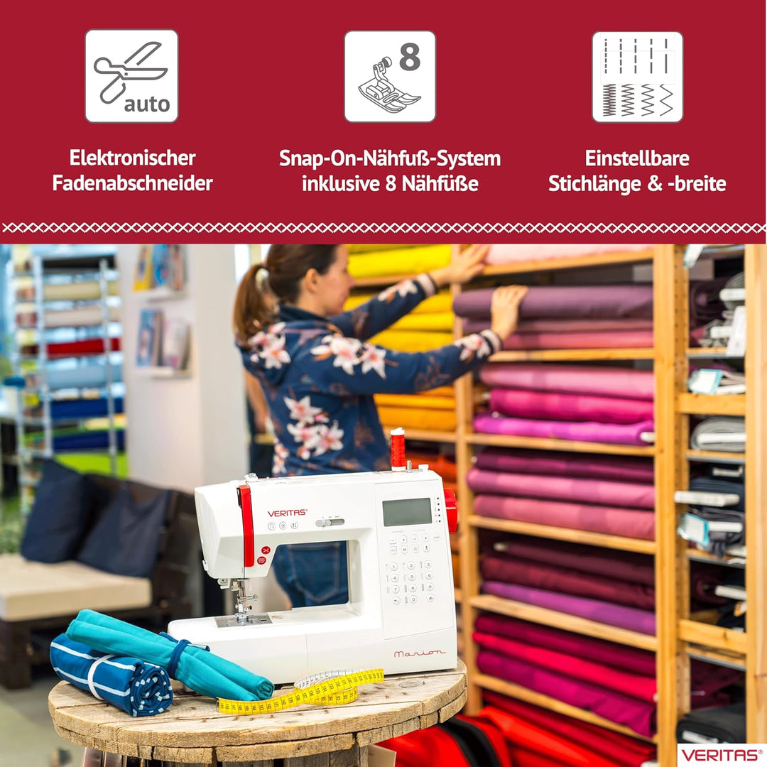 VERITAS Nähmaschine Marion I Computer-Nähmaschine I 310 Programme inkl. Speicherfunktion I Stiche sp