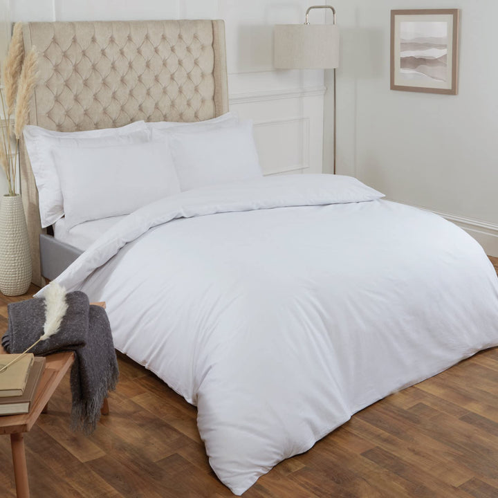 Highams 100 Prozent Cotton Bettwäsche Set, White-Double, Full, HPLCWH7302 One Size White, One Size W