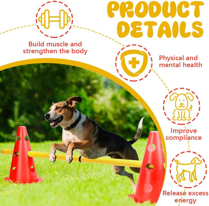 Agility Set Hunde, Steckhürden Set für Hunde, Kinder Agility Hürden mit 8 Kegel 23cm Höhe + 4 Stange