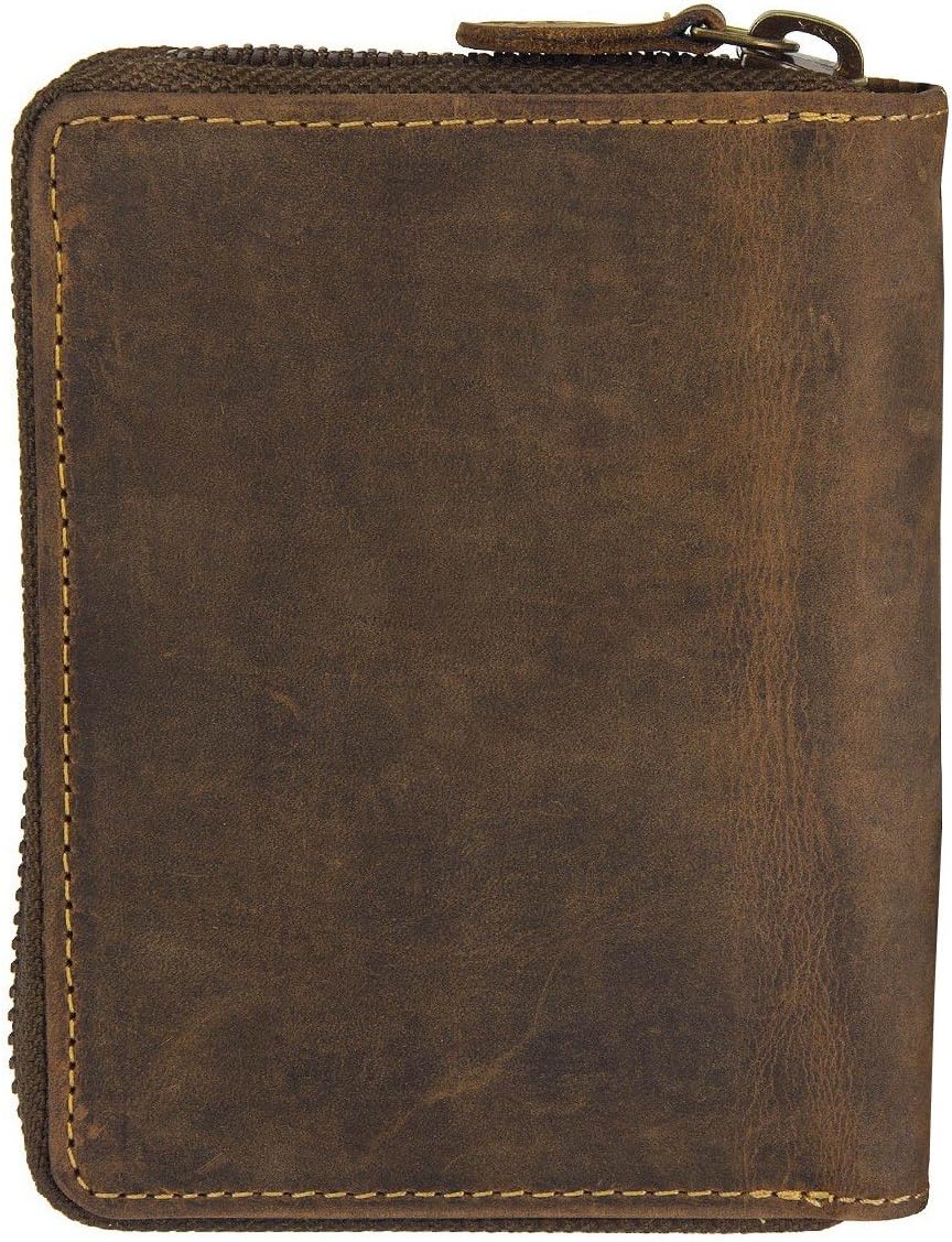 Greenburry Green Burry Zipper Wallet Brown, aus Leder, Herren, unisex Braun, Braun