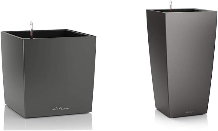 Lechuza Cube Premium 40, Anthrazit metallic, Hochwertiger Kunststoff, Inkl. Bewässerungssystem & CUB