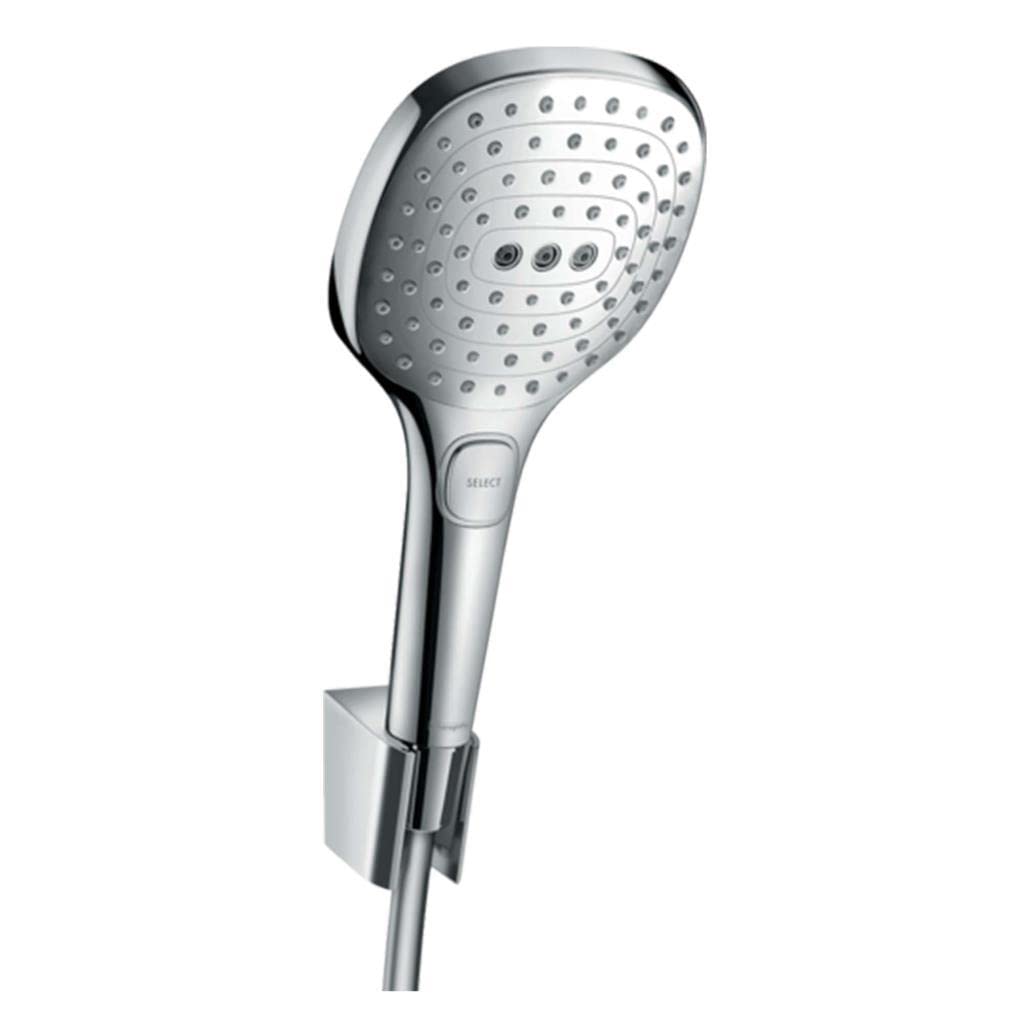 hansgrohe Raindance Select E 120 Duschkopf inkl. Duschkopfhalter, 3 Strahlarten, Chrom Set mit Braus