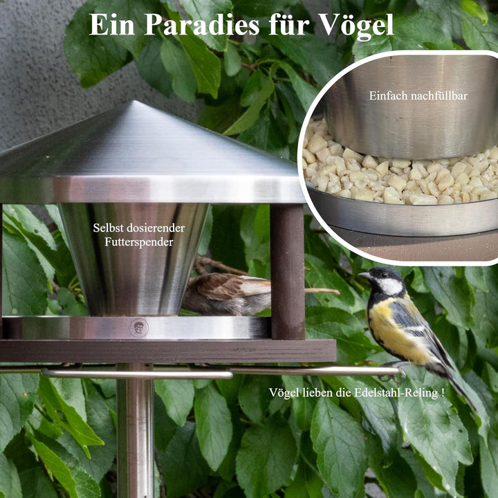 LicusDesign Lech Vogelhaus mit Ständer wetterfest Vogelfutterhaus mit Ständer Vogelhäuschen mit Stän