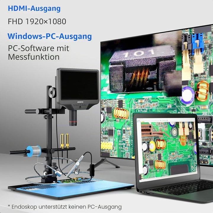Andonstar AD409 Max HDMI Digitalmikroskop mit Lötstation, Endoskop, 10,1 Zoll LCD-Bildschirm, 300X U