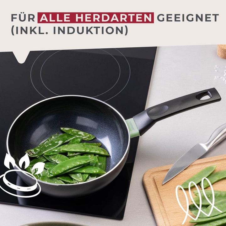Fackelmann Brandao Antihaft-Bratpfannen Set Ø16/20 cm – Aus recyceltem Aluminium, PFAS-freie Keramik