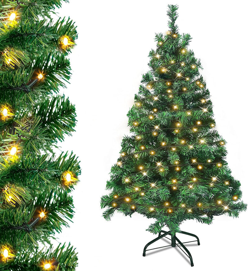 UISEBRT Weihnachtsbaum Künstlich mit Beleuchtung 150cm - LED Weihnachtsbäume Tannenbaum Christbaum D