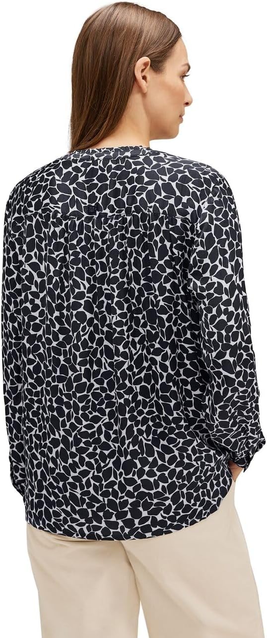 Street One Damen Gemusterte Satin Bluse 42 Deep Blue, 42 Deep Blue