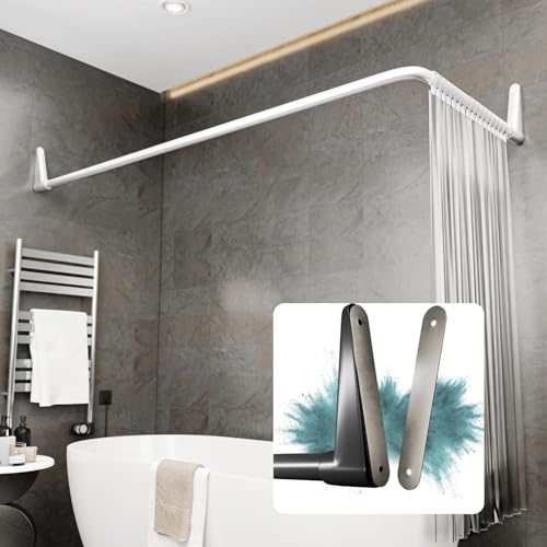 Erica Duschvorhangstange L form 70x90, 70x160 oder 90x140 cm + Klebebefestigungen | Duschvorhang sta