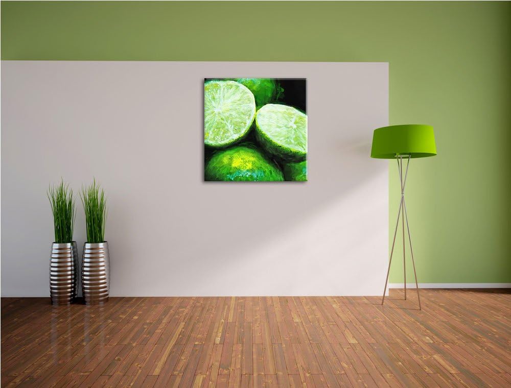 Pixxprint fruchtig frische Limette im Wasser als Leinwandbild/Grösse: 70x70 cm/Wandbild/Kunstdruck/f