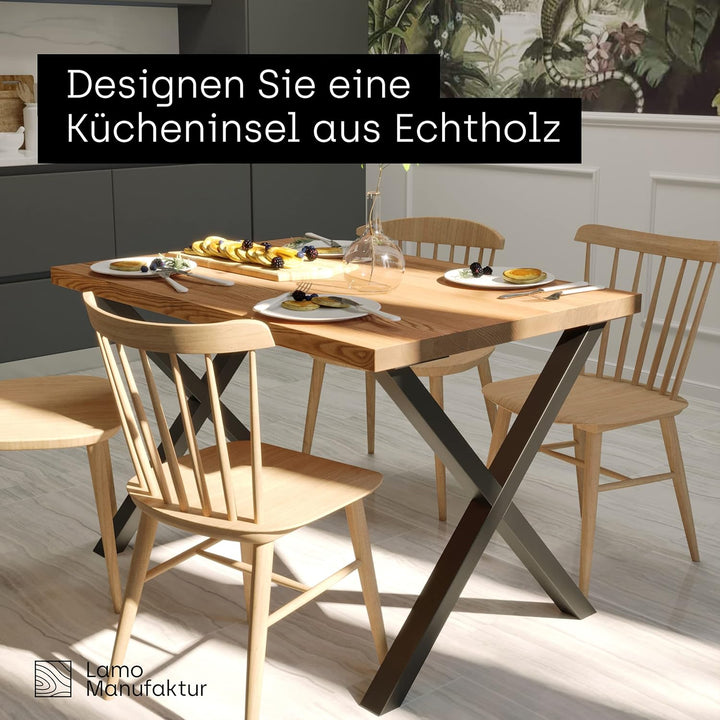 LAMO Manufaktur Holzplatte für Wohnzimmertisch Küchentisch Kücheninsel, Tischplatte Baumkante 100x60