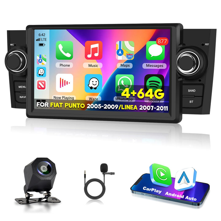 4GB+64GB Autoradio für FIAT Grande Punto 05-09 /Linea 07-11 mit Wireless Carplay Android Auto, Car S