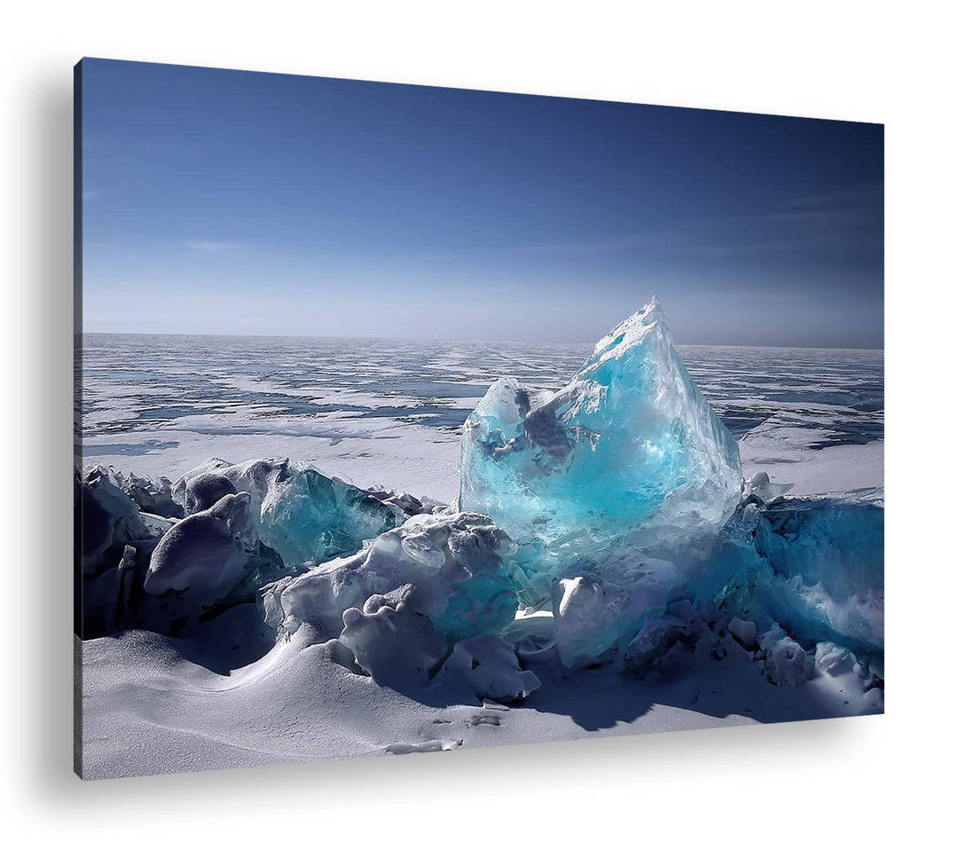 deyoli klares Eis am Nordpol Format: 100x70 als Leinwand, Motiv fertig gerahmt auf Echtholzrahmen, H