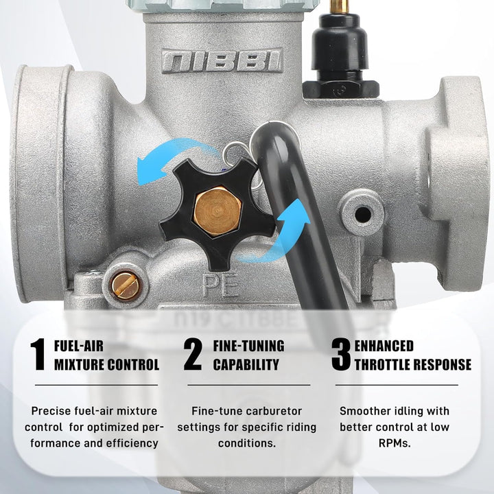 NIBBI PE19mm Vergaser für 100cc-125cc Flansch Motorrad Motor Vergaser mit Carb Jets für Dirt Bike Mi